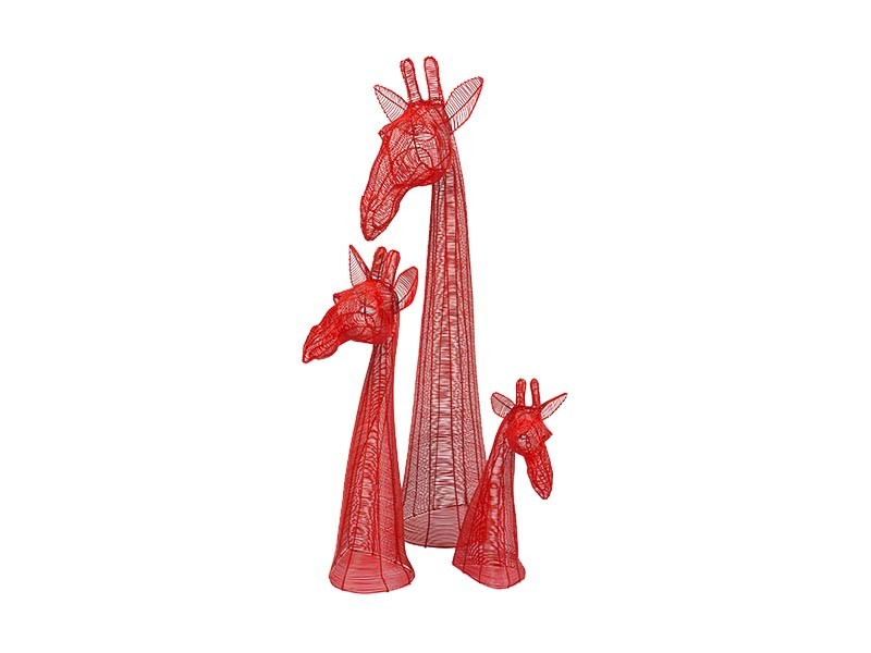 Wire Giraffe Bust - Red